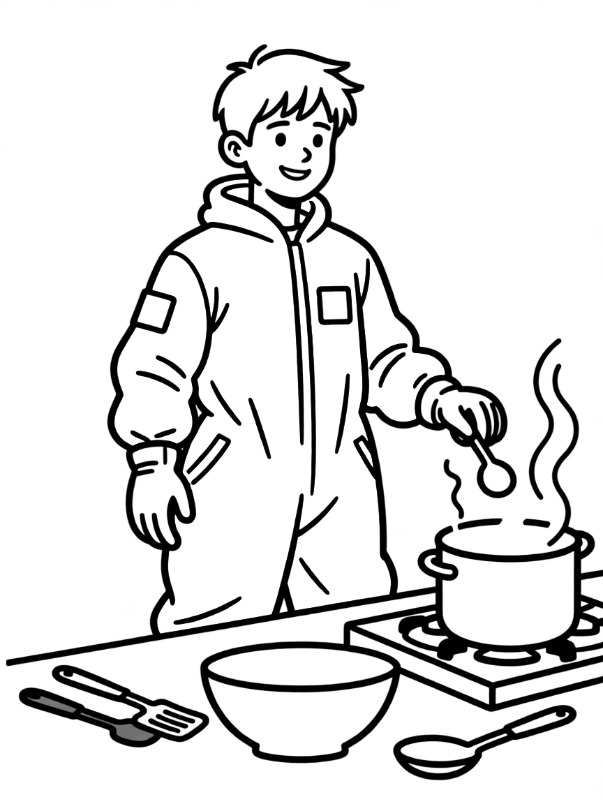 Jesse Pinkman in his yellow hazmat suit cooking