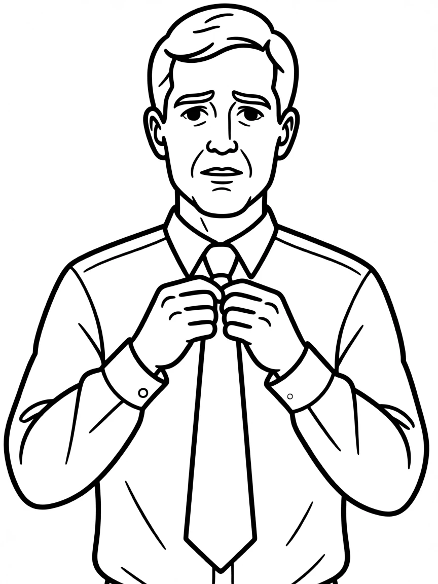 Tom Wambsgans nervously adjusting his tie