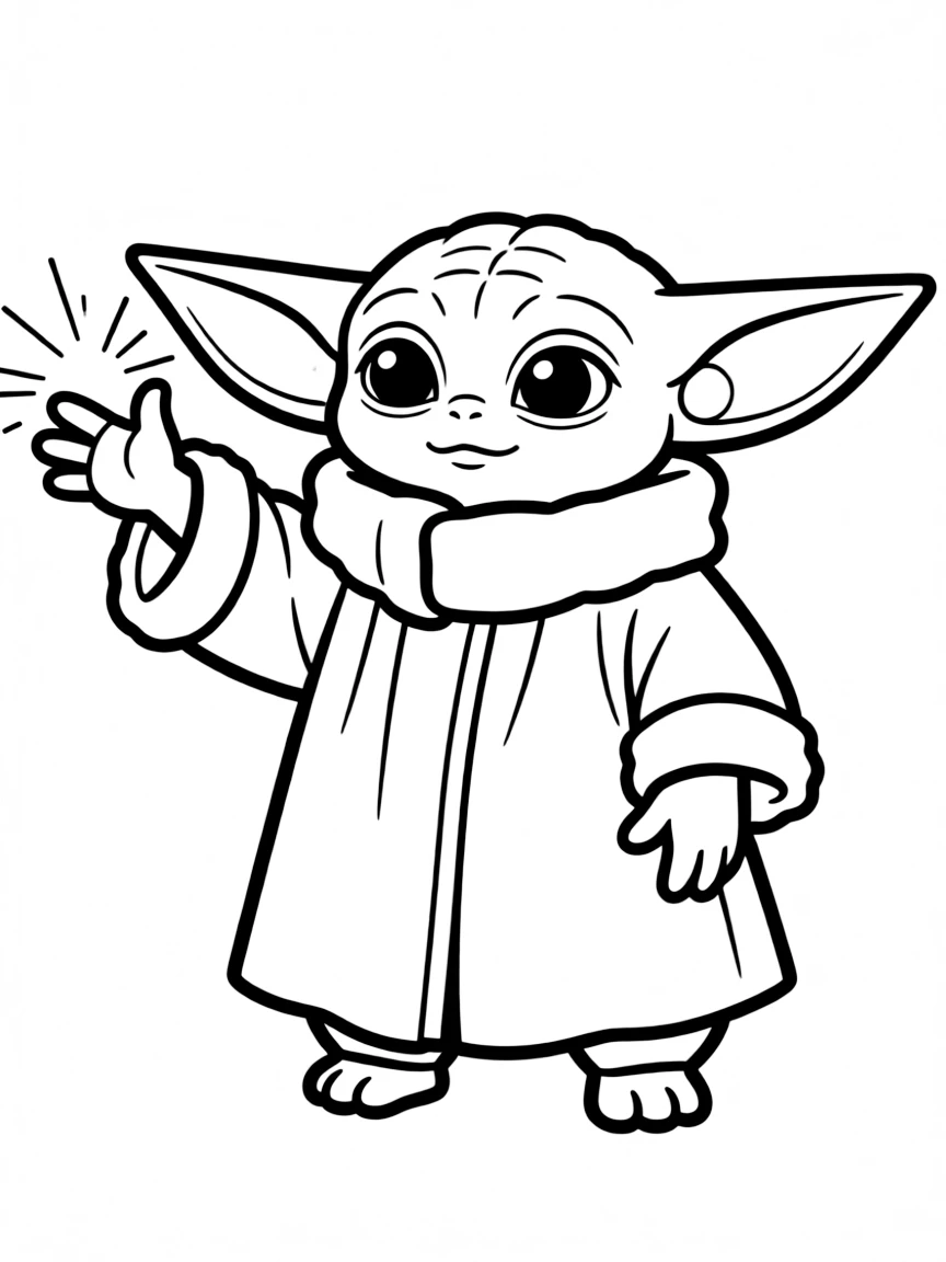 Grogu (Baby Yoda) reaching out with the Force