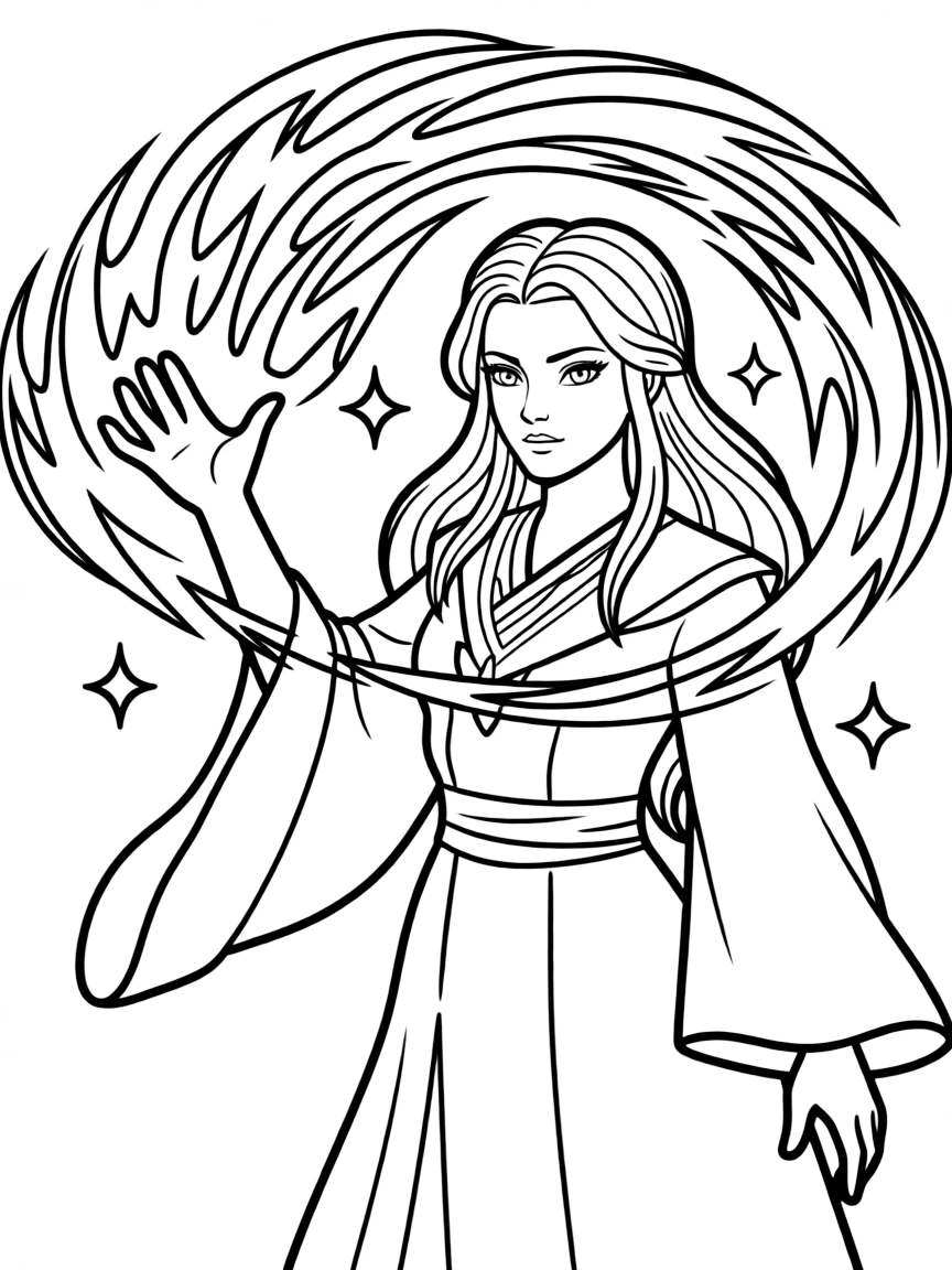 Yennefer of Vengerberg with purple eyes casting chaos magic