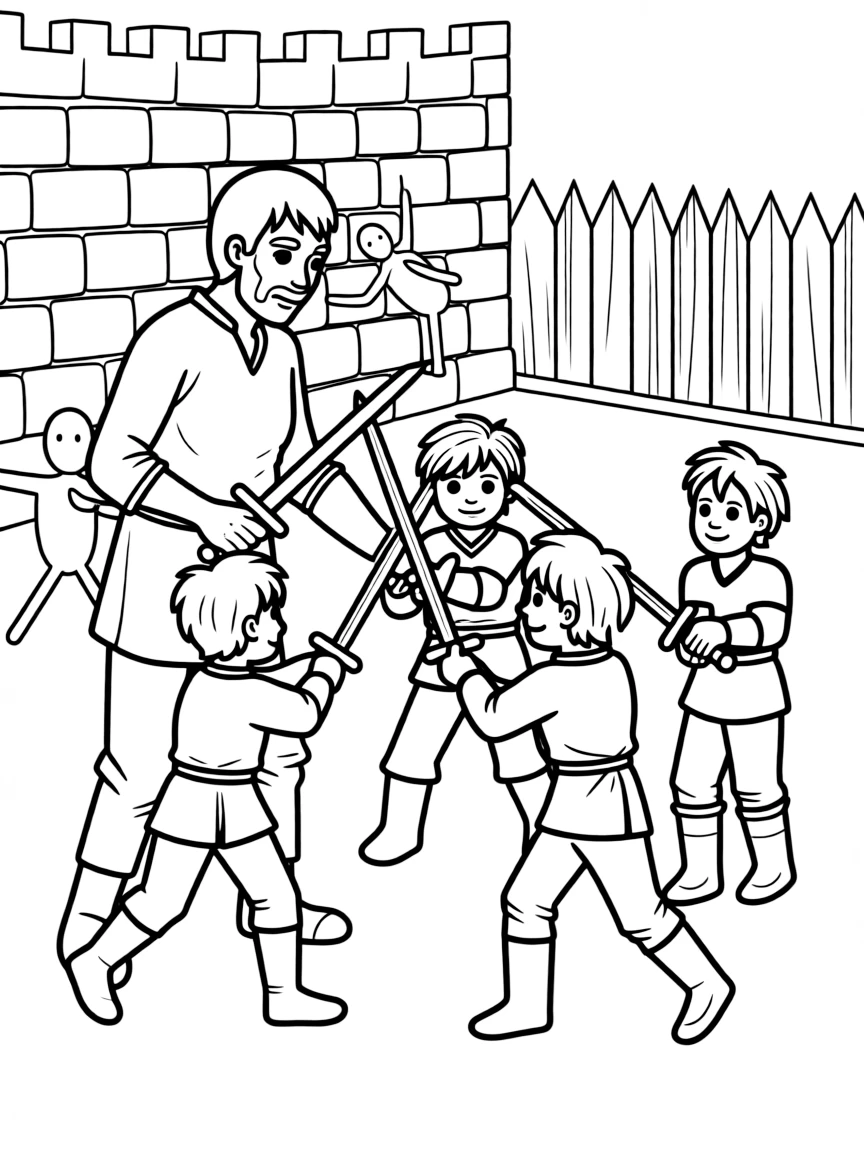 Vesemir training young witchers at Kaer Morhen