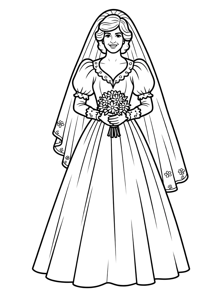 Princess Diana in her iconic wedding dress