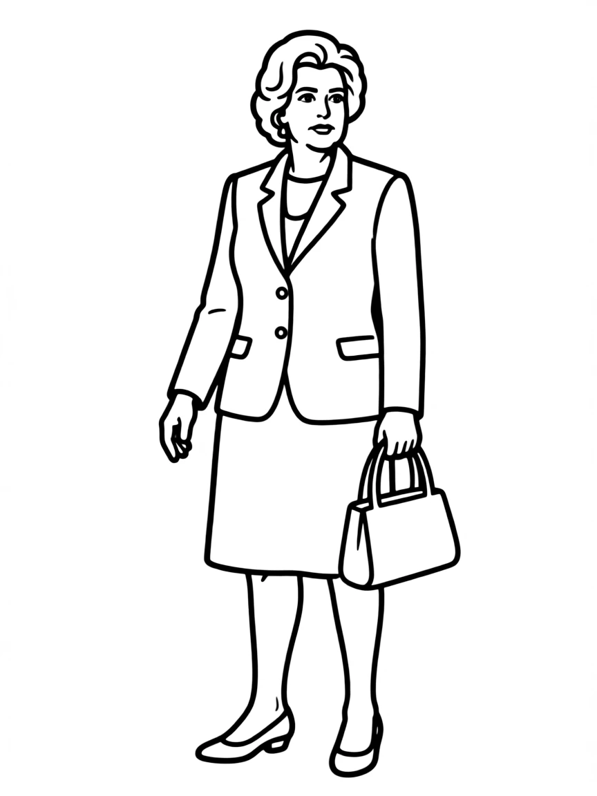 Margaret Thatcher with her handbag and determined stance