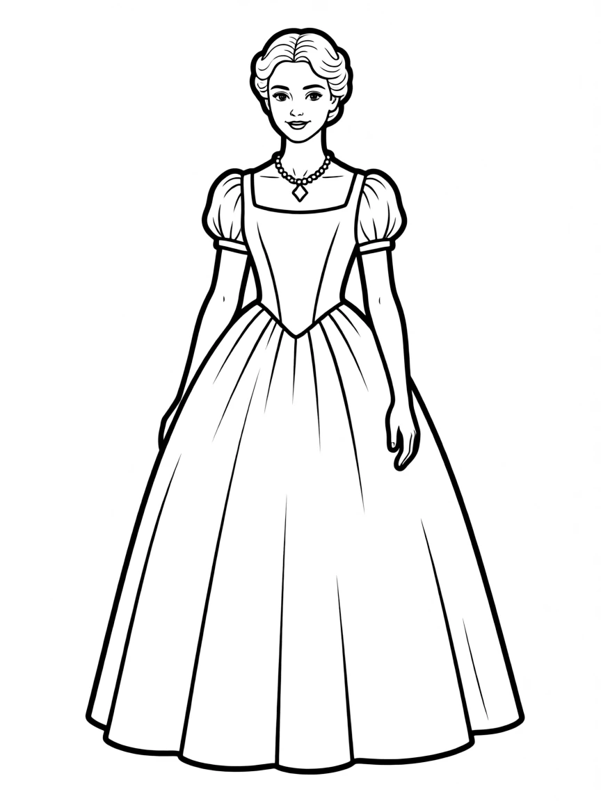 Daphne Bridgerton in her debutante gown with diamond necklace
