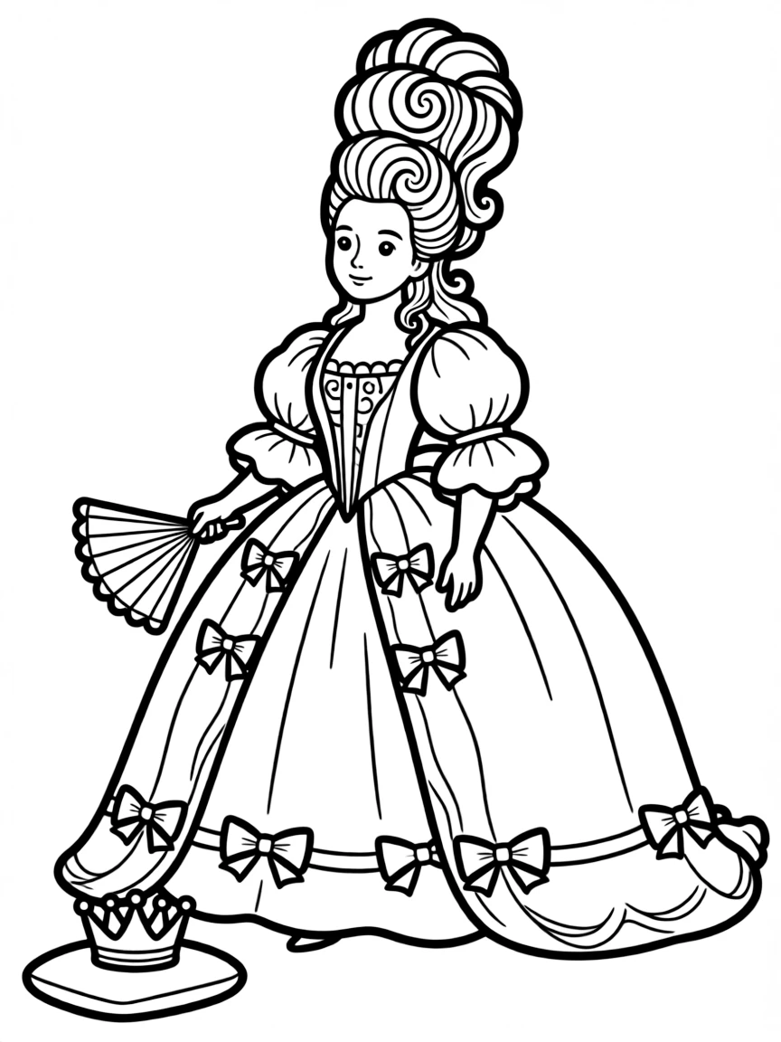 Queen Charlotte with her elaborate wig and regal posture
