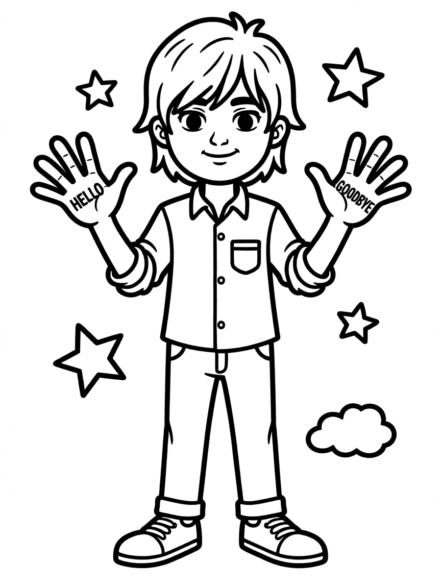 Klaus Hargreeves with his "HELLO" and "GOODBYE" hand tattoos