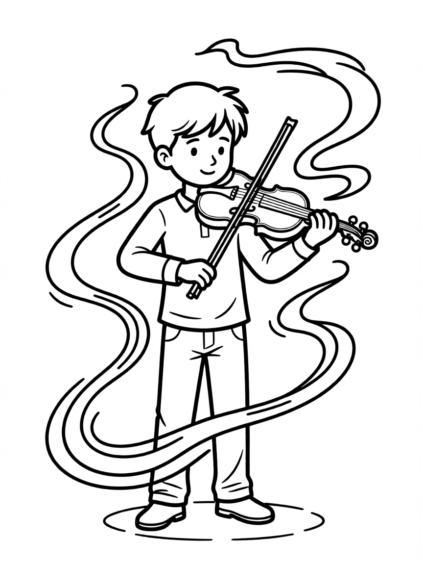 Vanya playing violin with white energy flowing