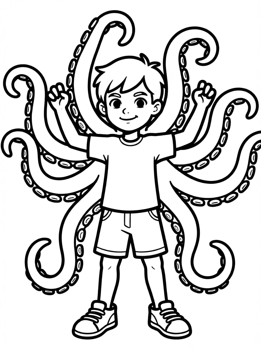 Ben with his tentacle powers emerging