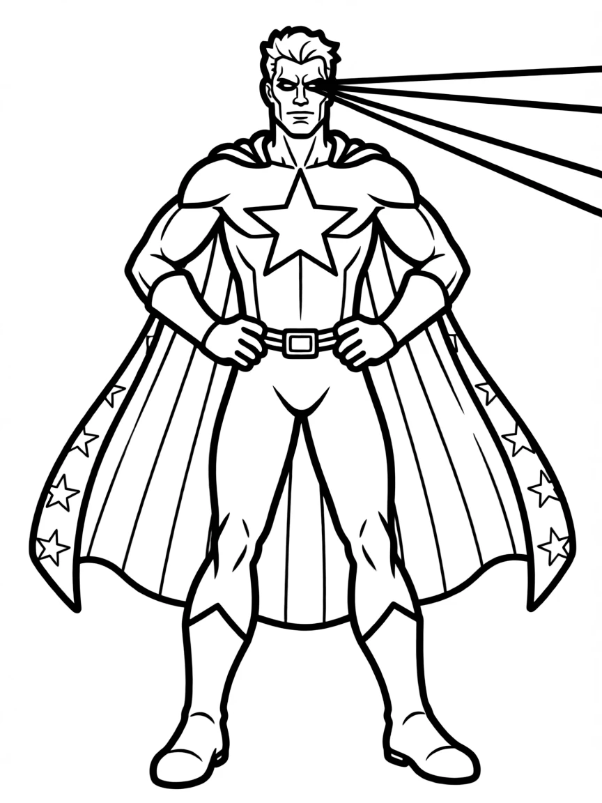 Homelander with his American flag cape and laser eyes