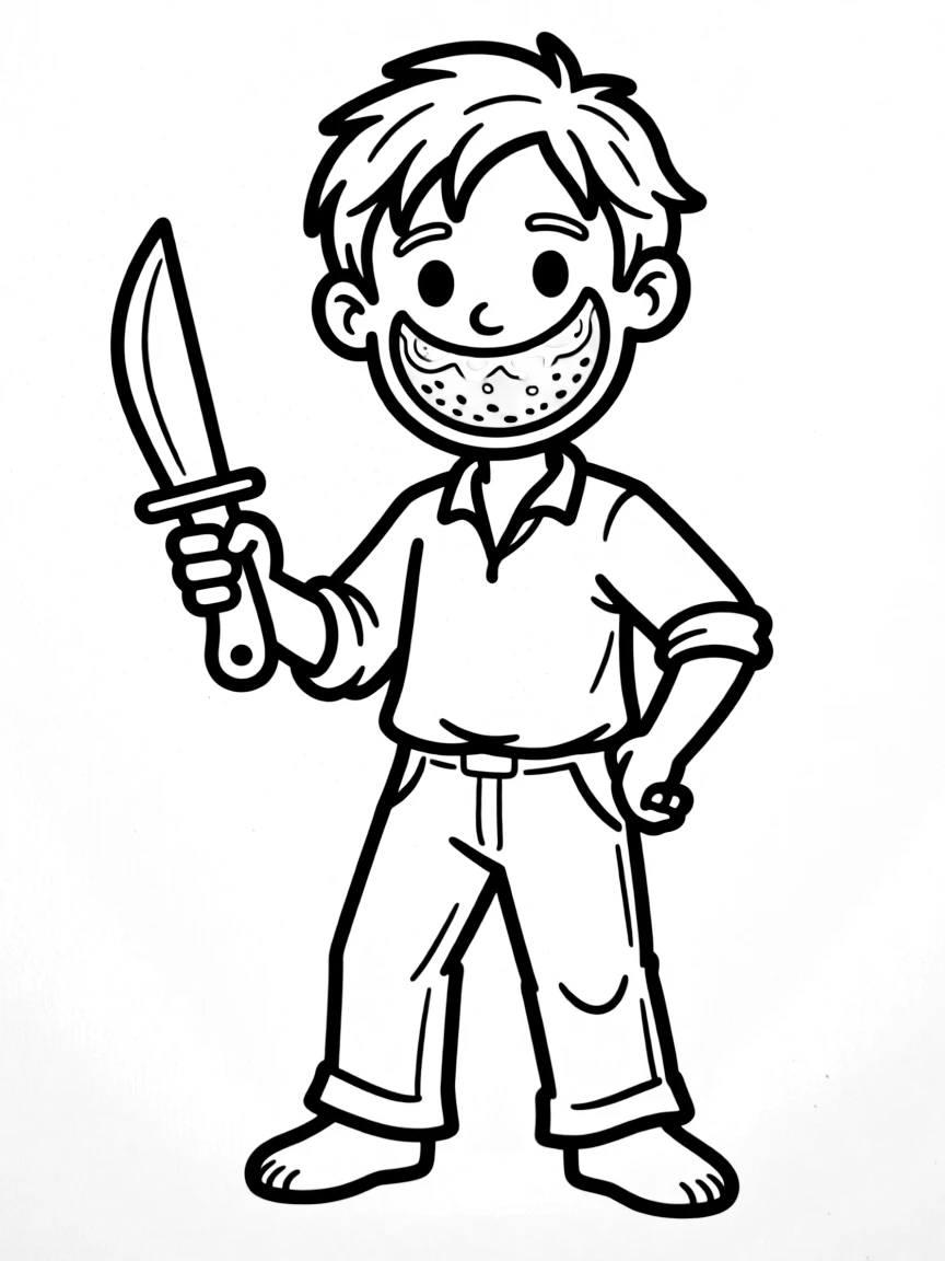 John Locke with orange peel smile and hunting knife