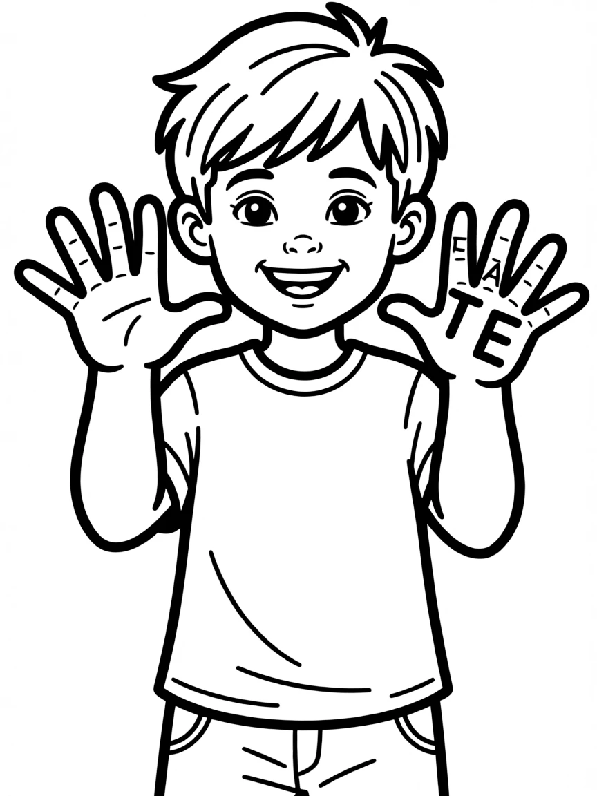 Charlie with "FATE" written on his fingers