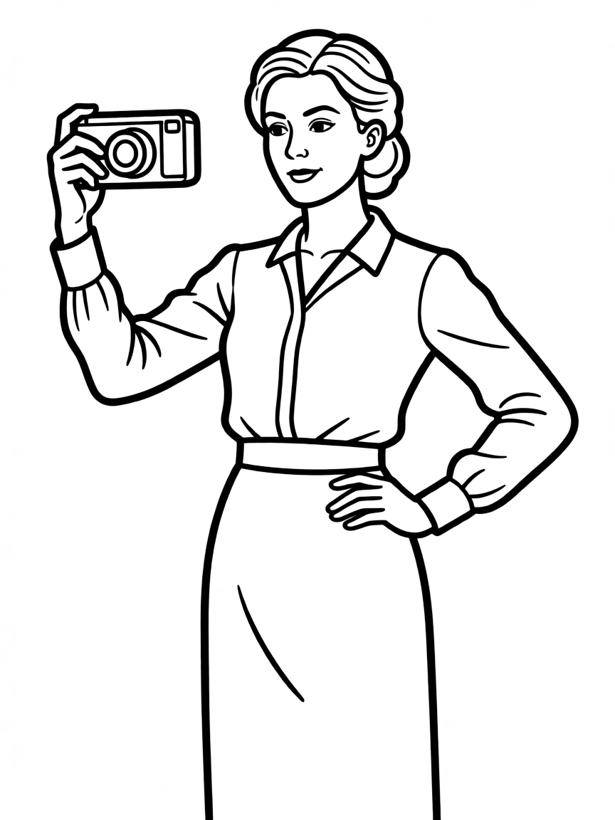Irene Adler in her power pose with camera phone