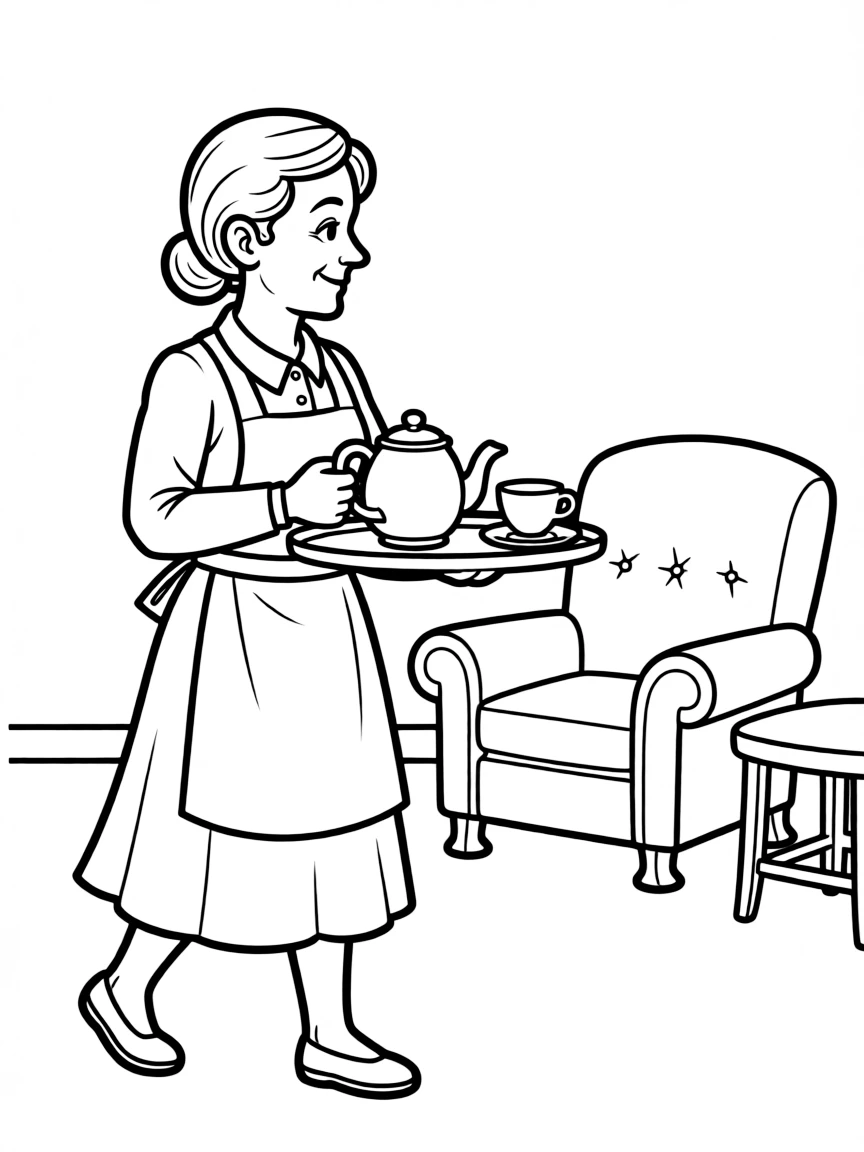 Mrs. Hudson bringing tea "just this once, not your housekeeper"