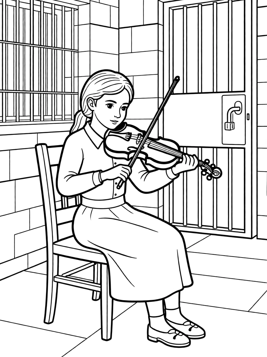 Eurus Holmes playing violin in Sherrinford prison