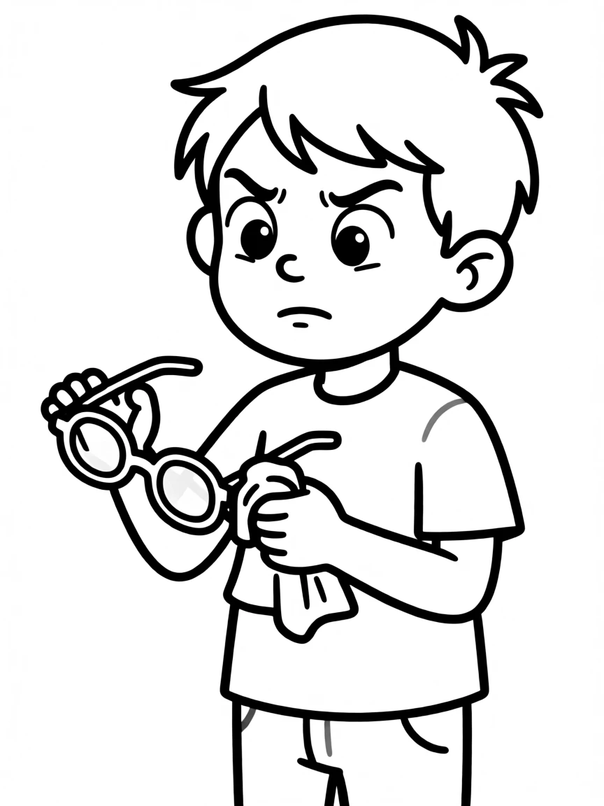 Giles cleaning his glasses with exasperated expression