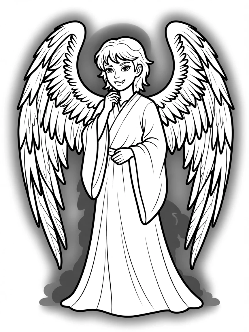 Angel brooding in shadows with his vampire face