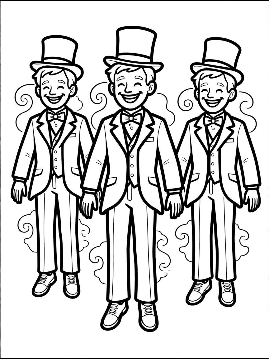 The Gentlemen floating silently with their terrifying smiles