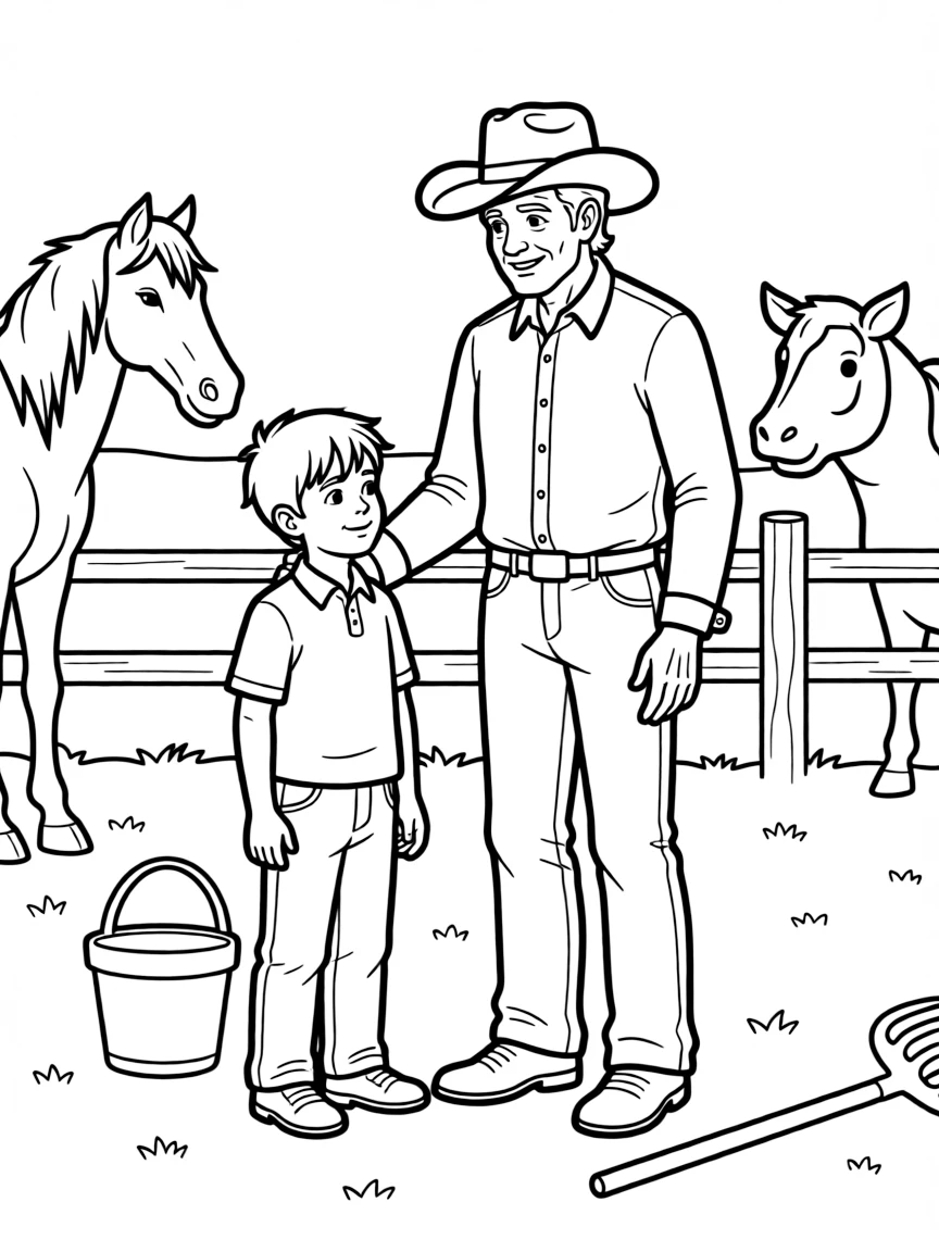 Tate Dutton learning ranch life from his grandfather