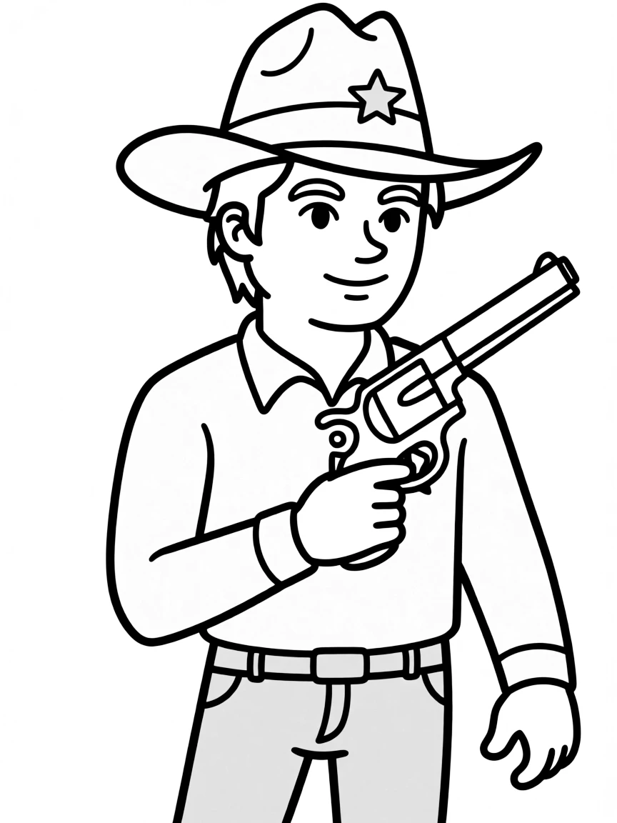 Rick Grimes with his revolver and sheriff hat