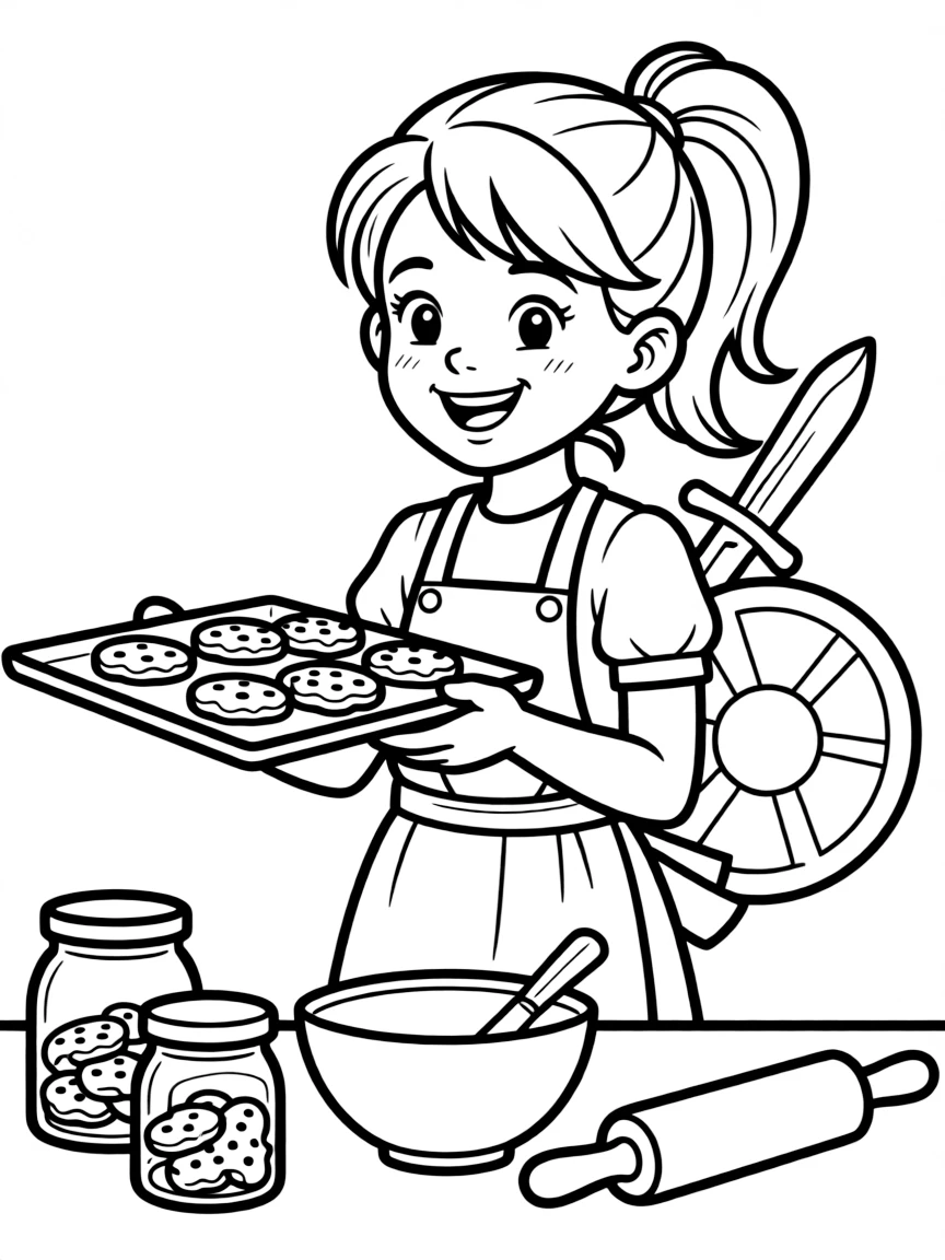 Carol with her cookie-baking facade and hidden weapons