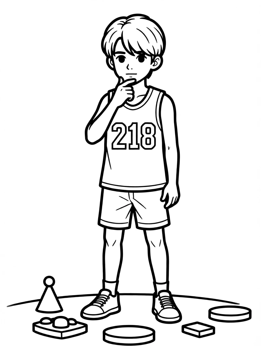 Cho Sang-woo in his player 218 vest calculating his next move