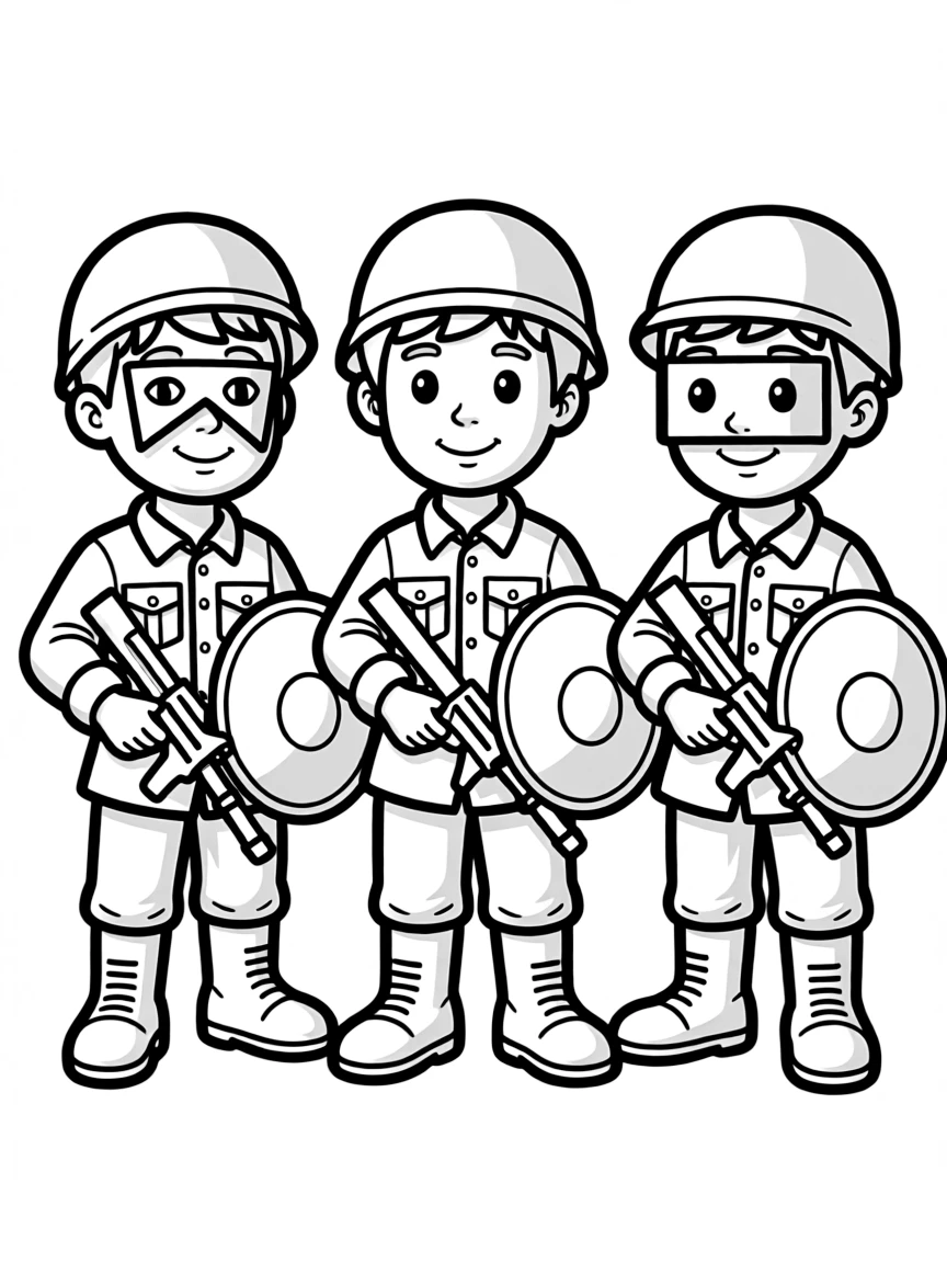 Pink Soldiers with triangle, circle and square masks