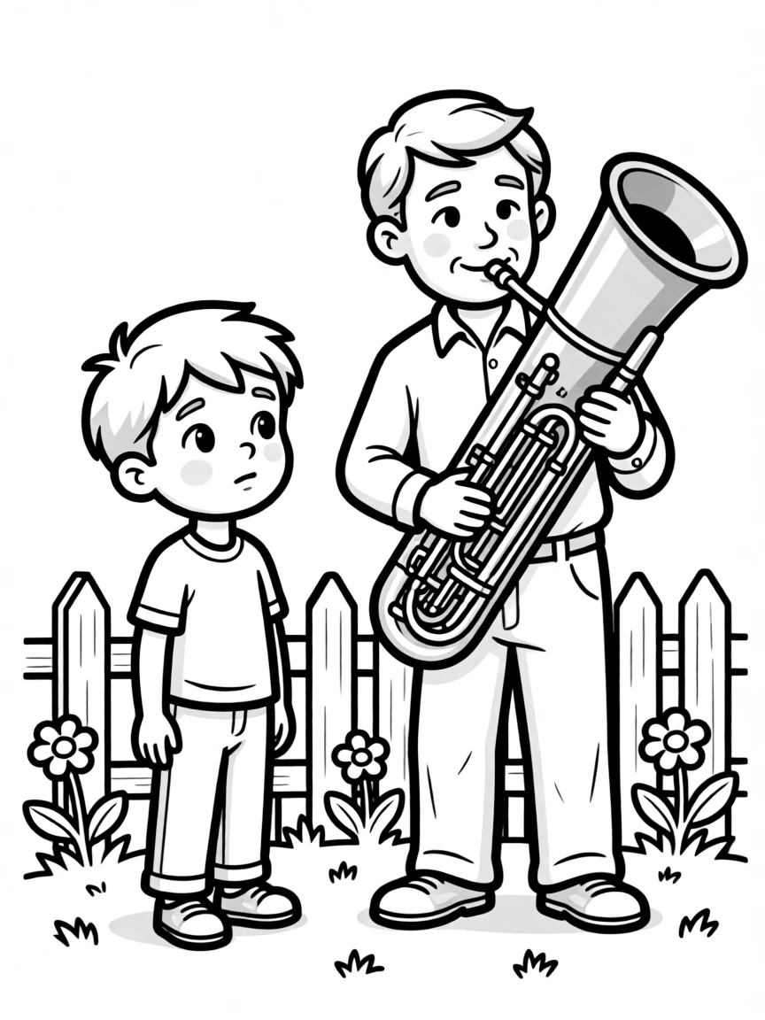 Charles with his bassoon-playing neighbor suspicions