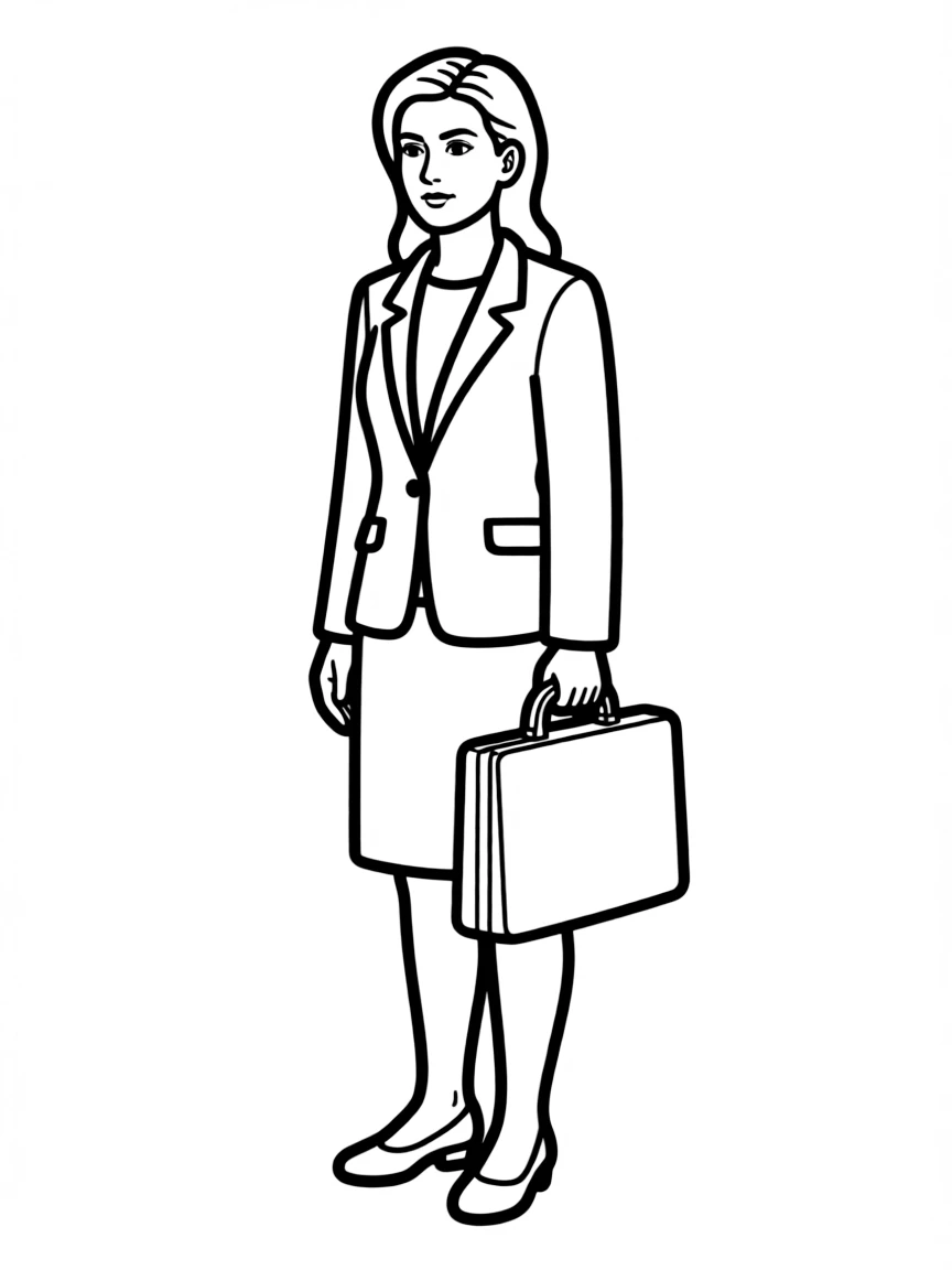 Helen Pierce with her lawyer briefcase and threatening calm
