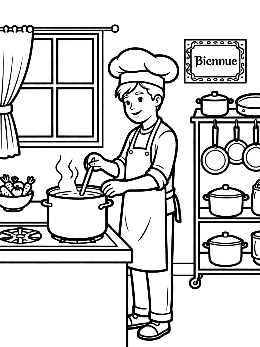 Gabriel cooking in his restaurant with French charm
