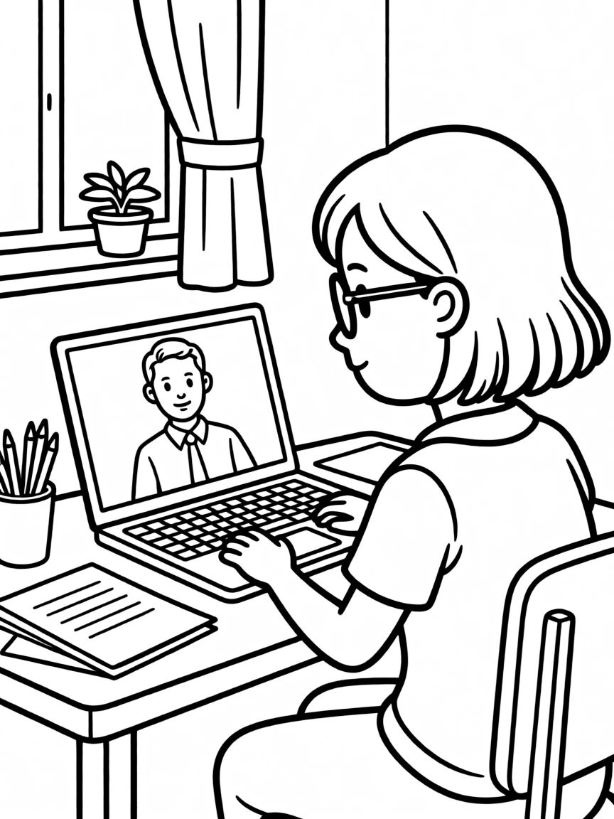 Madeline from Chicago on video call with corporate demands