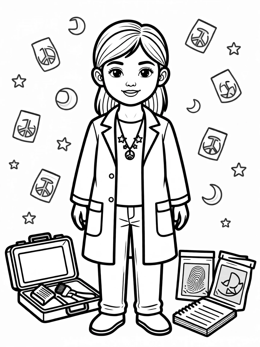 Ella Lopez with her forensic gear and spiritual symbols