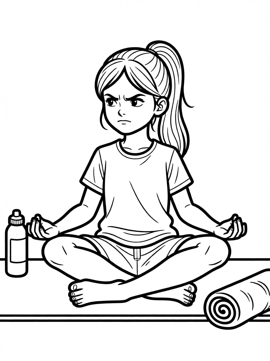 Valencia in yoga pose with perfectionist frustration