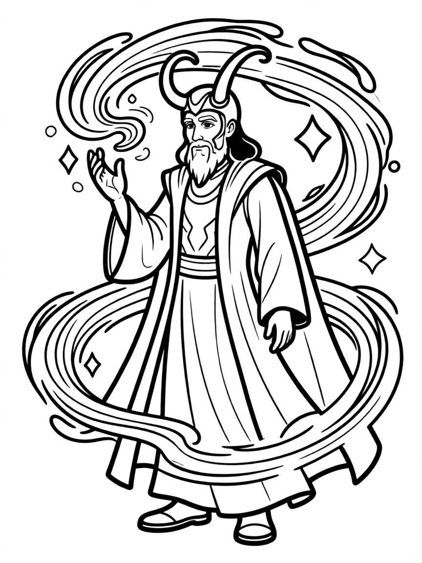 Classic Loki with his aged look and elaborate illusion