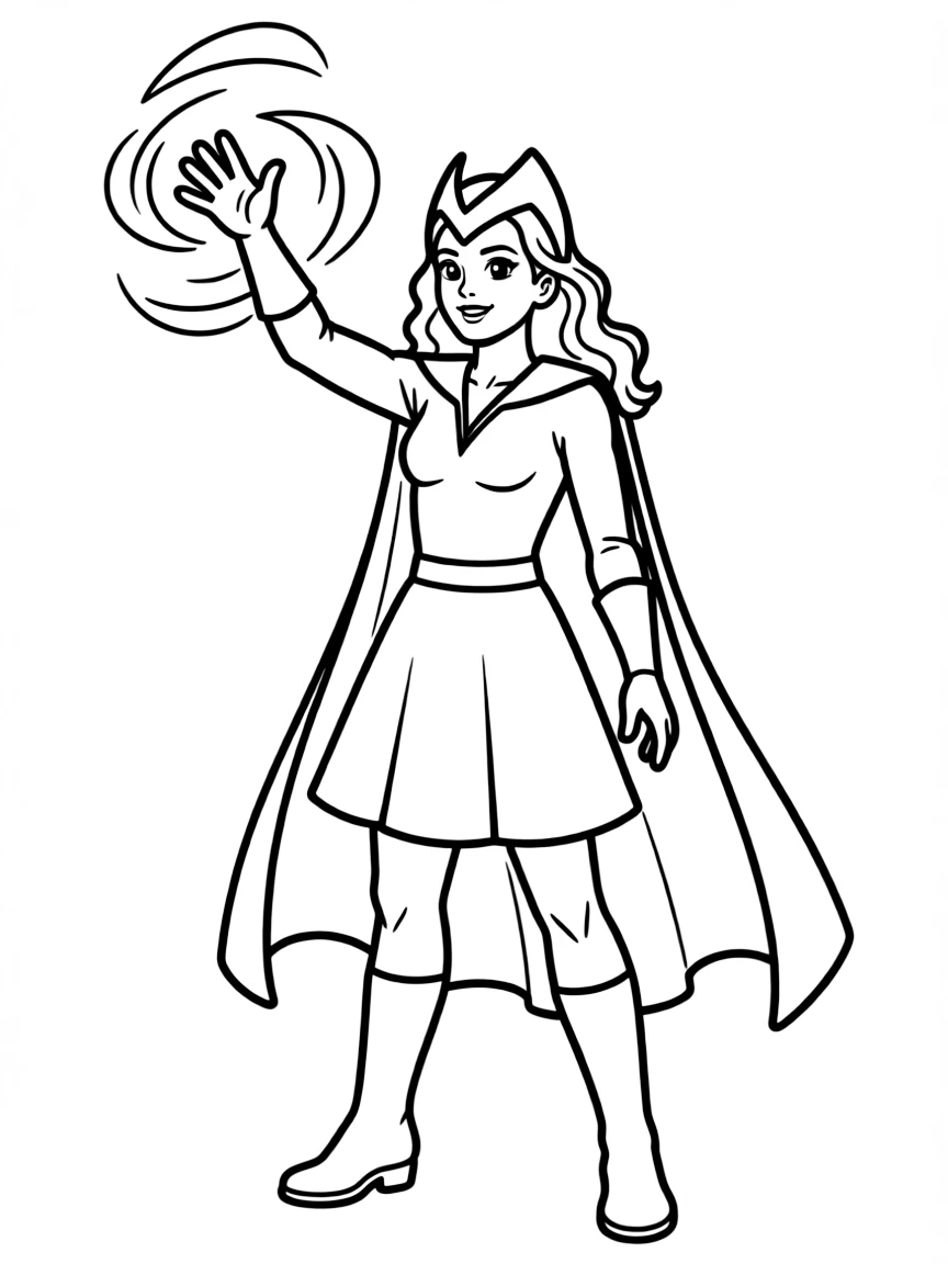 Wanda in her Scarlet Witch costume with chaos magic