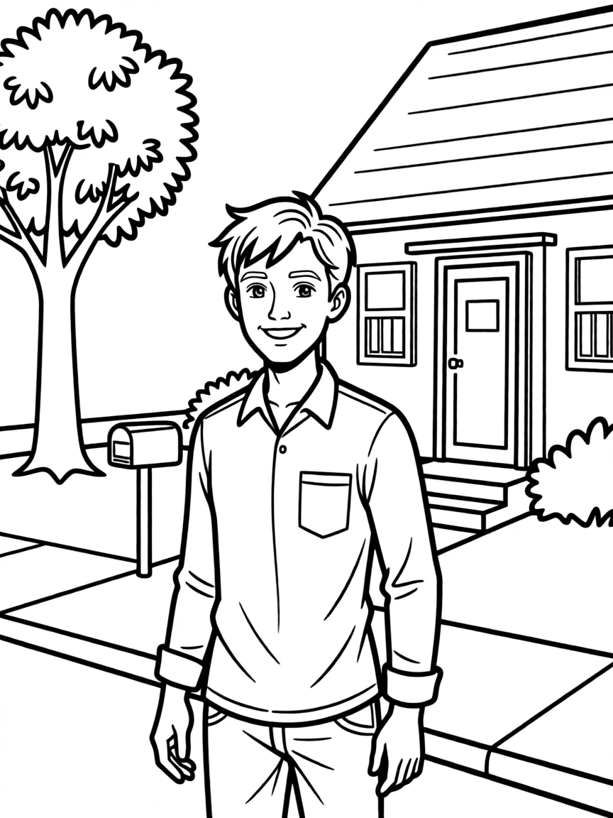 Vision in his human disguise in suburban setting