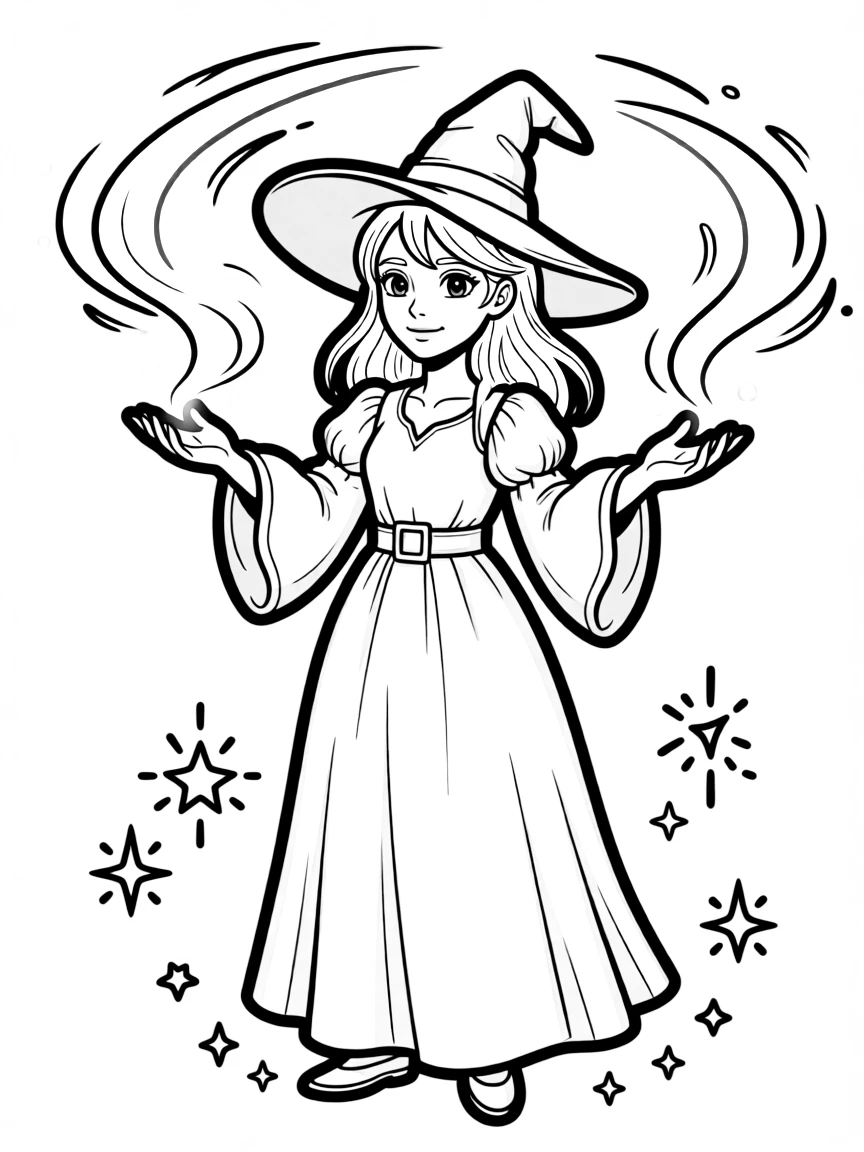 Agatha Harkness with purple magic and witch outfit