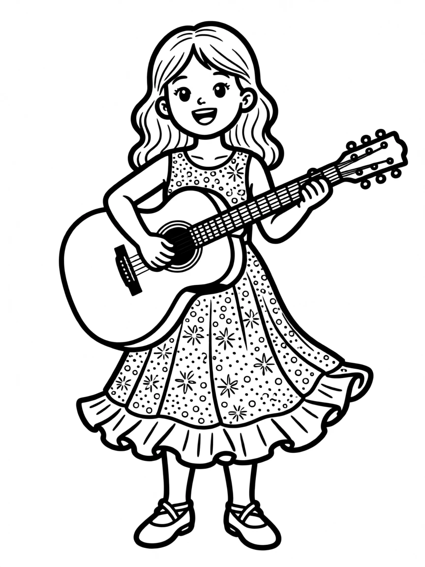 Taylor performing with her guitar in a sparkling dress