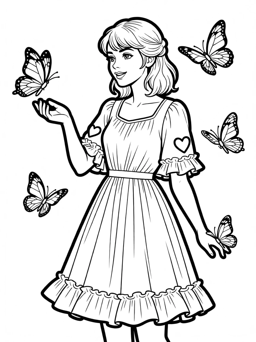 Taylor Swift in her "Lover" era with pastel colors and butterflies