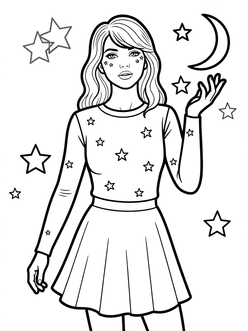Taylor in her "Midnights" era with starry makeup and styling