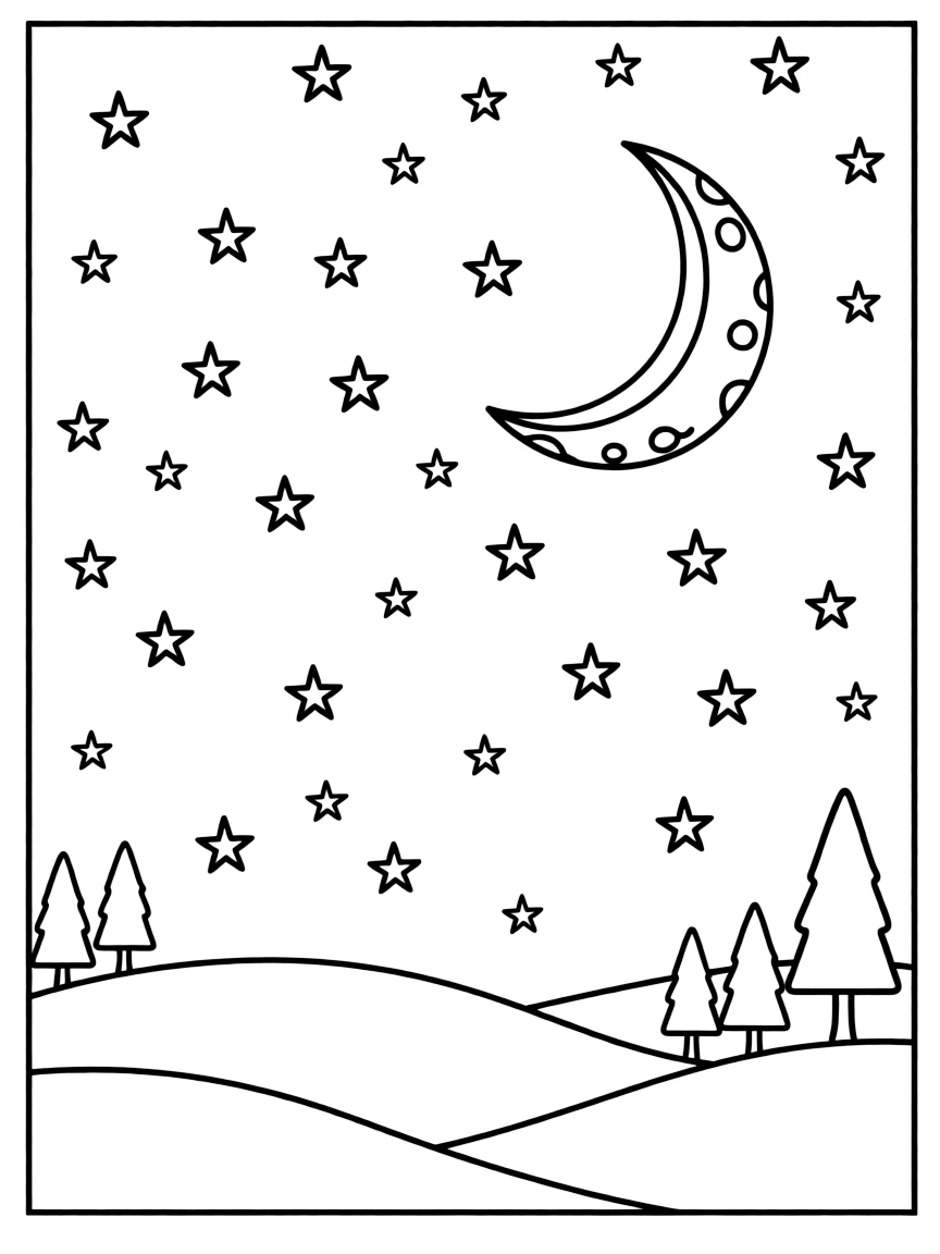 Starry night sky with crescent moon from "Midnights" album