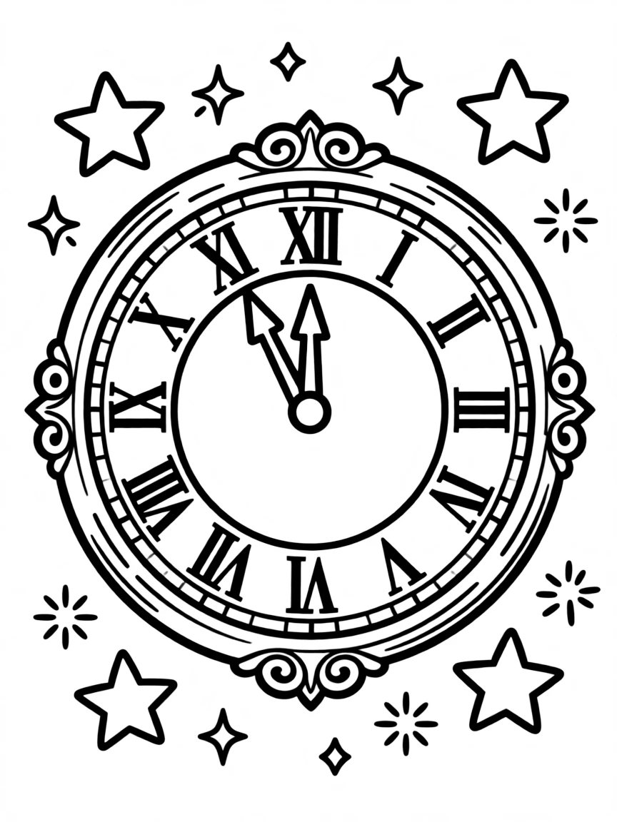 Clock striking midnight with stars and sparkles from "Midnights"