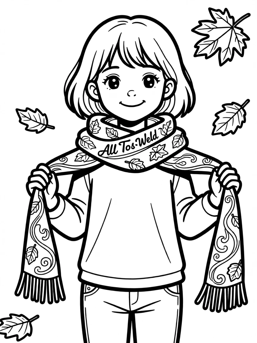 Scarf with autumn leaves and lyrical details from "All Too Well"