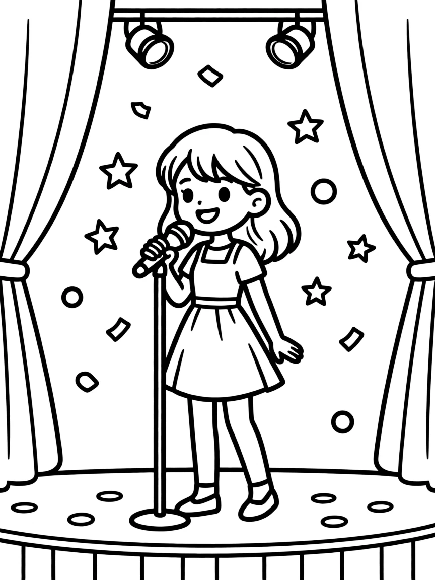 Taylor performing on stage with confetti falling during Eras Tour