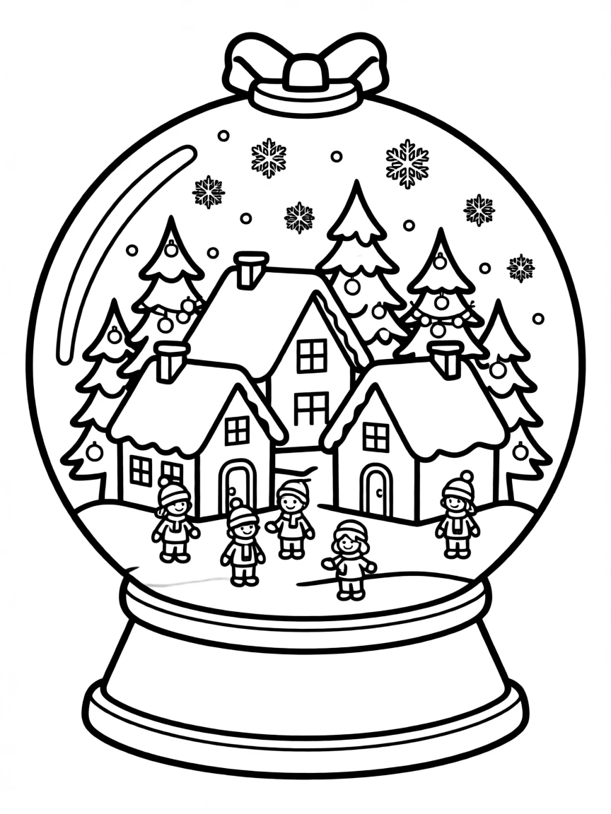 A magical snow globe with a Christmas village inside.  