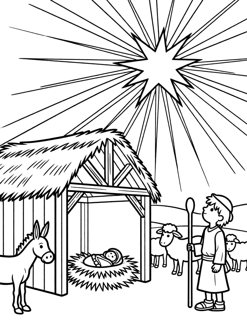 A bright star shining over Bethlehem.  