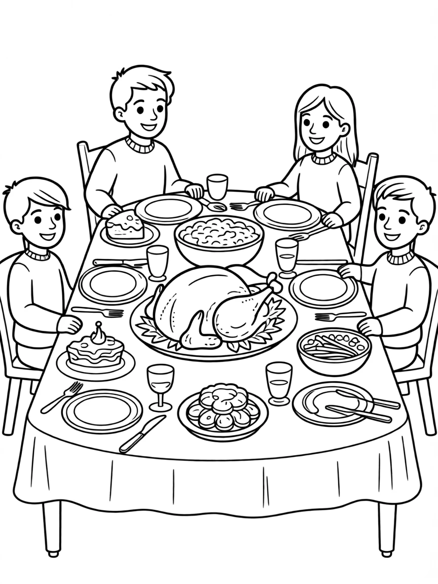 A cozy Christmas dinner table filled with turkey, mashed potatoes, and festive desserts.  