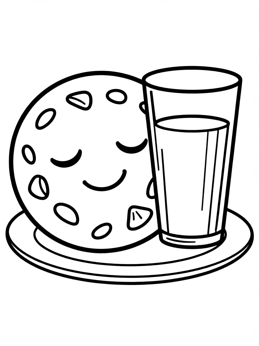 Sleeping cookie with chocolate chip freckles and a milk glass