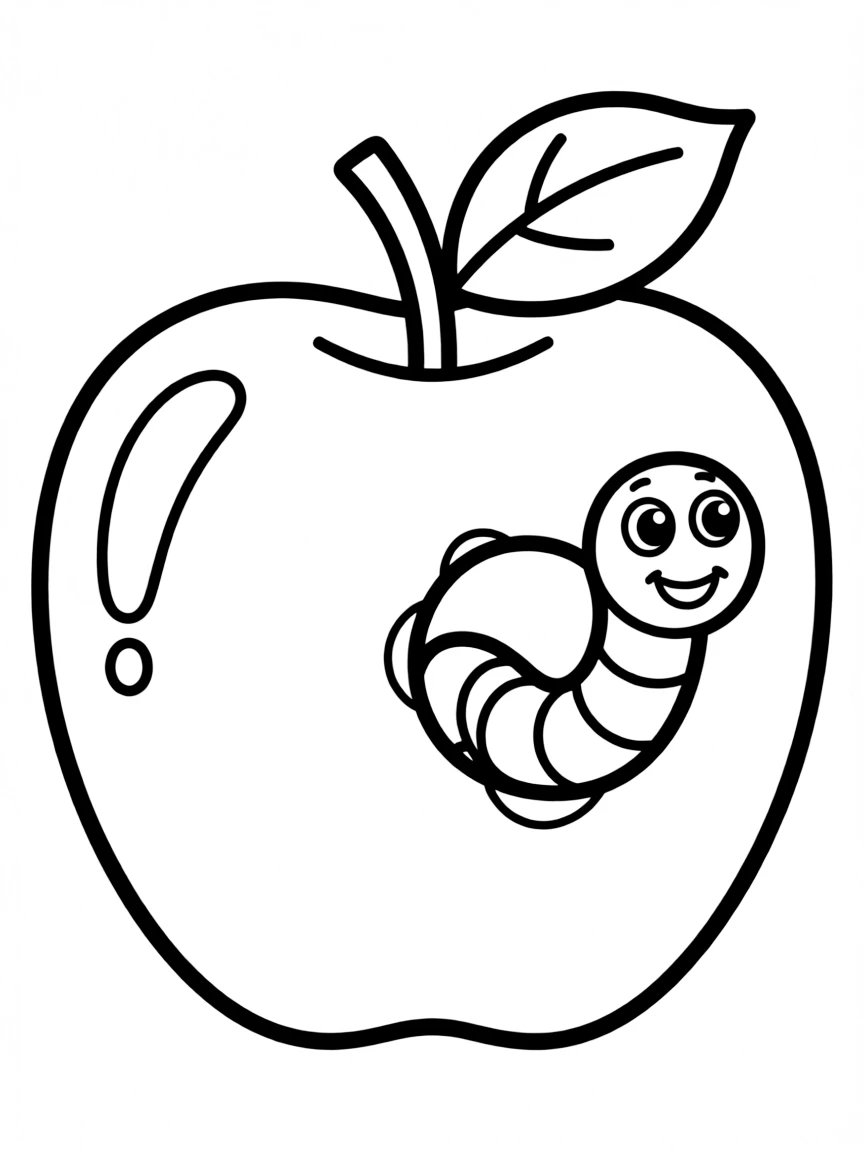 Apple with a worm friend peeking out of a tiny hole