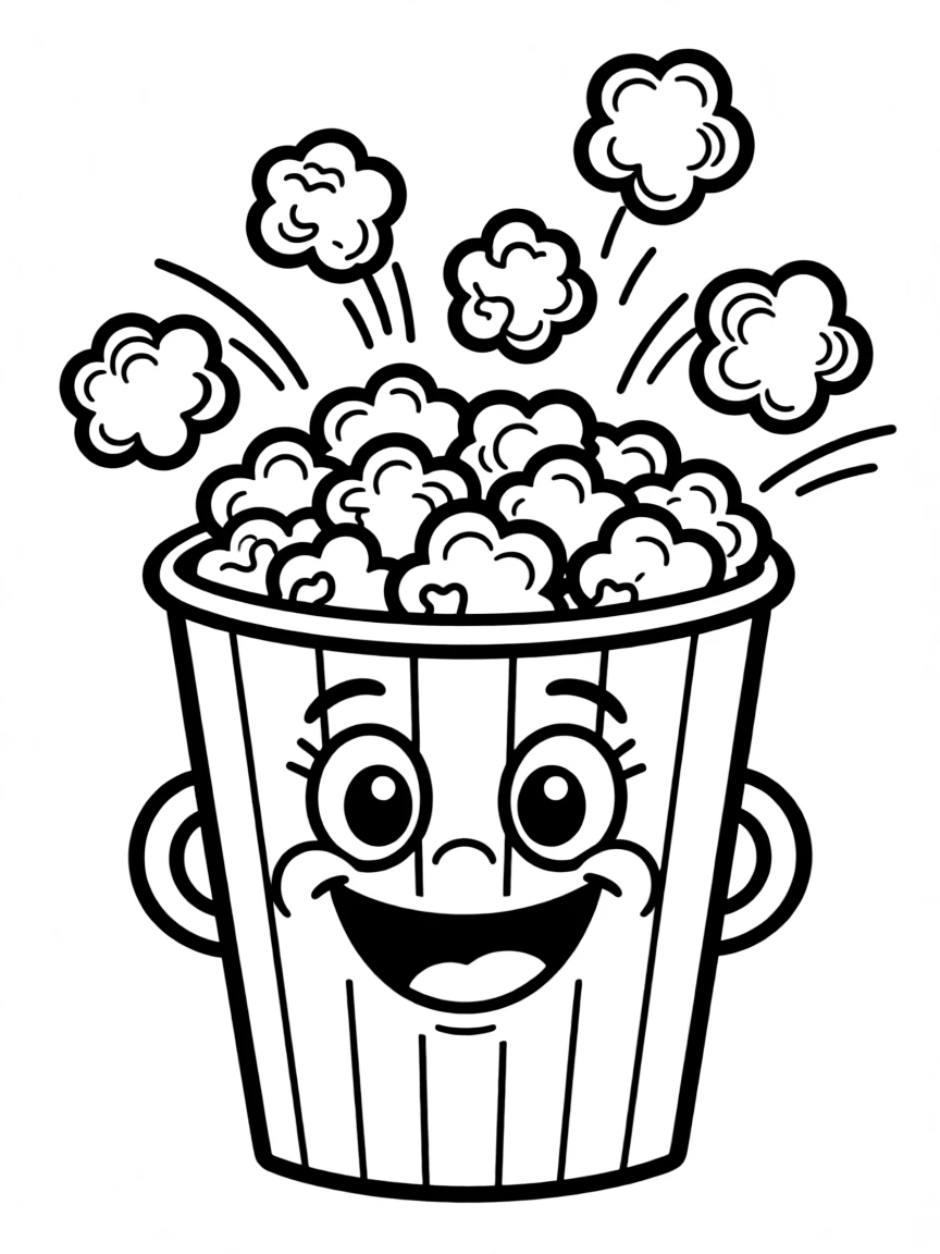 Popcorn bucket with pieces jumping out in excitement
