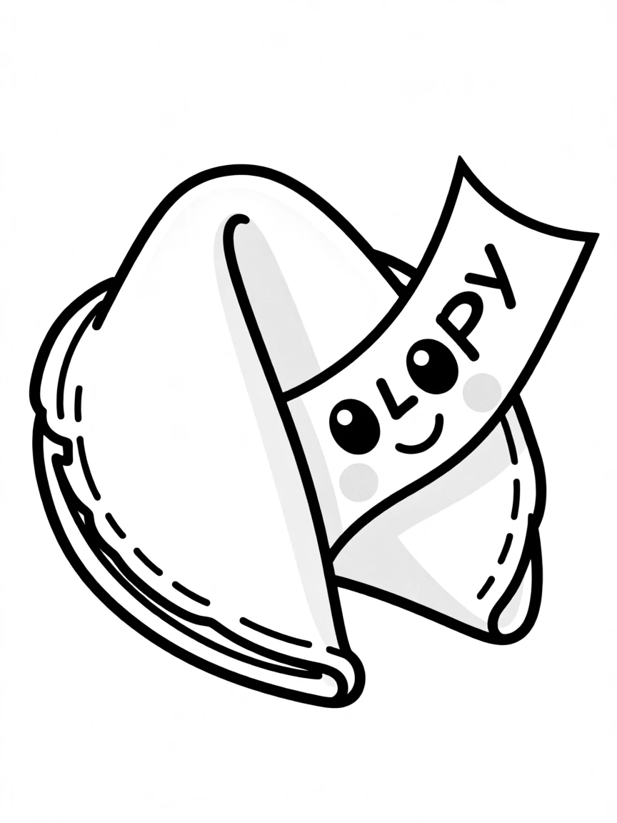 Fortune cookie revealing a happy message and blushing